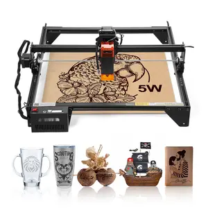 Laser Engraver And Laser Engraving Machine 5W With Compressed Spot, Eye Protection Shield, Desktop Mini CNC Engraver For Wood Metal Plastic Leather, High Precision Engraving, USB-C Connectivity, Safe Home Workshop Tool