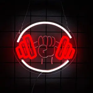 GYM Neon Sign for Wall Decor, Dumbbell Led Signs, GYM Neon Light Sign for Business, Home, Sports Room, Gift for Fitness Enthusiasts