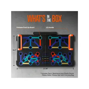 Fitness equipment  Portable Push Up Board Home Workout Equipment Set Includes 5pcs. Resistance Elastic Bands Pilates Rods Fiess Mat With Carrying Bag For Physical Therapy And Strength Exercise Strength training