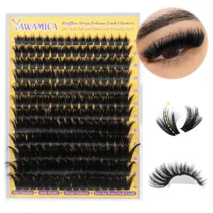 D Curl False Eyelashes Kit, 12-25mm Dramatic Volume Lash Extensions, Lightweight Single Reusable Fake Eyelashes, DIY Beauty Essentials, Diy Eyelash Clusters, Fluffy Cluster Lashes
