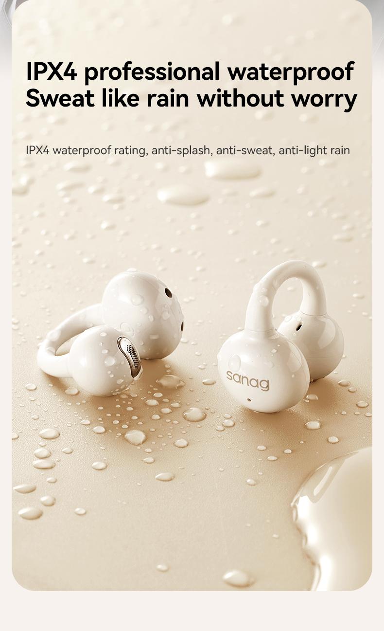 Sanag Z60S Open-ear wireless Bluetooth headset with comfortable wearing, HiFi stereo sound, stable call, and IPX4 waterproof. Perfect for sports, work, and daily use.