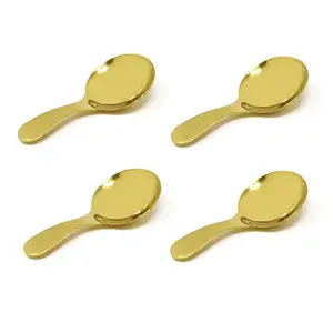 4PCS Stainless Steel Short Handle Spoon for Salt Condiments Dessert Tea Coffee (gold)