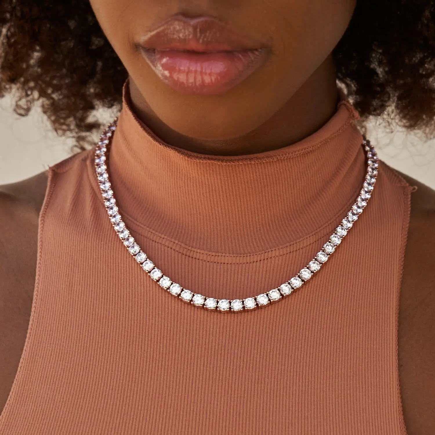 GLD 5mm Diamond Tennis Necklace in Rose Gold - Perfect Gift