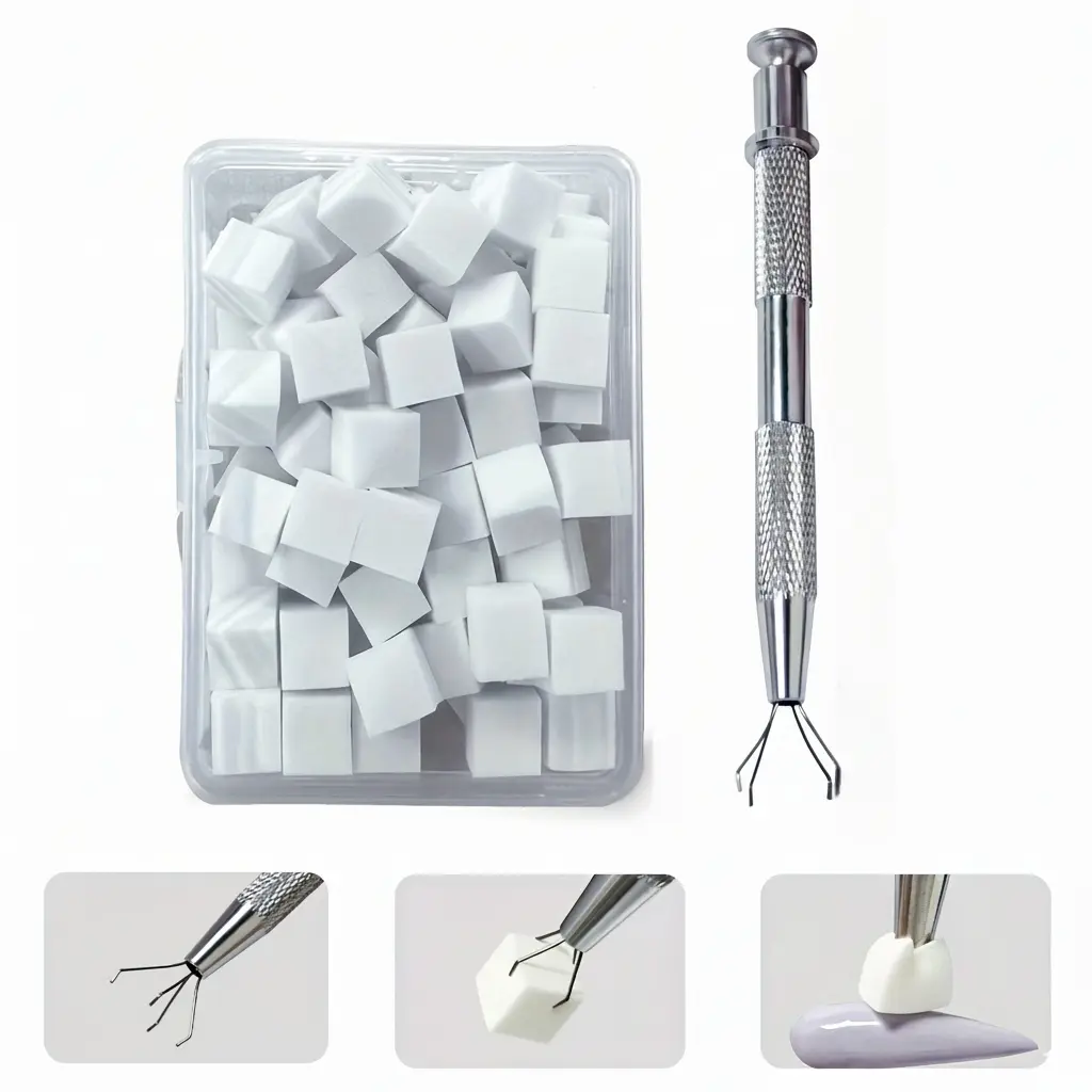 100-Piece Gradient Color Nail Art Manicure Kit, Soft Sponge, Professional Brushes, Grip Pencils, No Odor DIY Acrylic Nails Tools, Set, Handle, Nail Design Kit