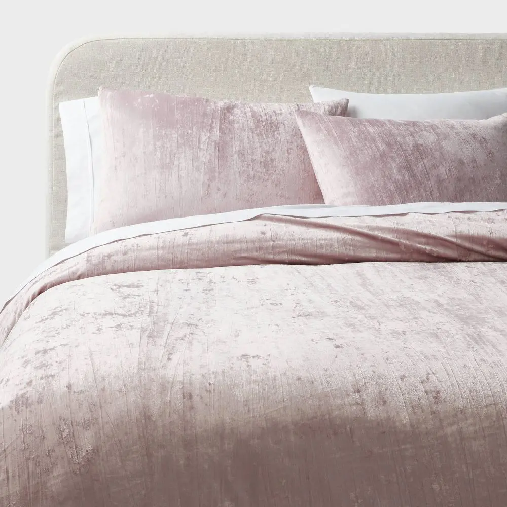 3pc Luxe Distressed Crinkle Velvet Duvet Cover & Sham Set - Threshold
