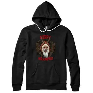 Personalized Creepy Merry Krampus Germanic Christmas Demon Horror Gift Pullover Hoodie