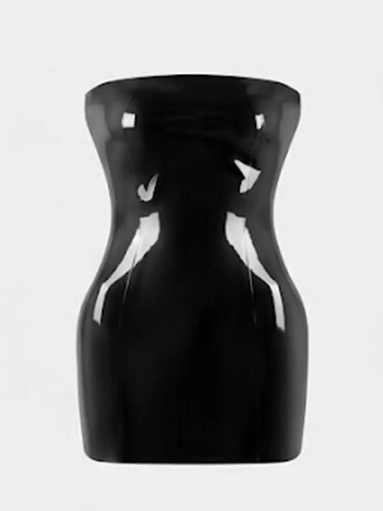 Glossy Latex Strapless Bodysuit Dress Fabric