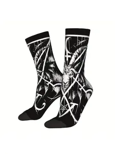 Satan Baphomet Leviathan Cross Socks Men's Printed Polyester Socks