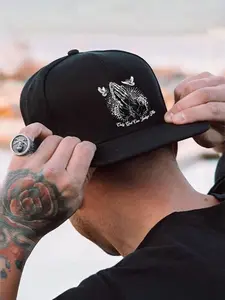 Hip Hop Prayer Hand Cross Print Hat, Street Style Baseball Cap, Adjustable Sports Hat, Adjustable Fashion Snapback, Perfect for Daily Wear and Gifts