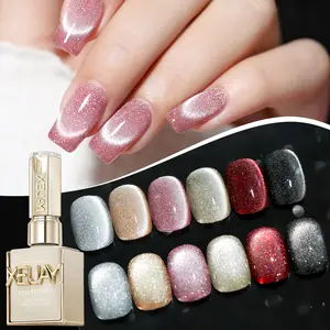 XEIJAYI Picture Frame Bottle Dynamic Rhinestone Cat Eye Nail Polish Set — 6-Colors | Sparkling Rhinestone Cat Eye Gel, 2025 Trending Magnetic Gel Nail Polish | Fashion Salon Cat Eye Art Design | Shiny Glossy Dazzling Cat Eye Nails