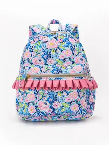 Blue floral Print Kids Backpack