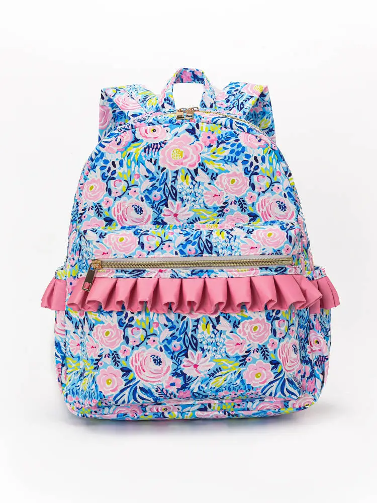 Blue floral Print Kids Backpack