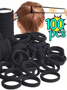 100pcs Seamless High Elasticity Hair Ties, Casual Plain Design, 4cm/1.57inch, Durable Daily Use for Ponytail Hairstyle, Women's Ponytail Holders