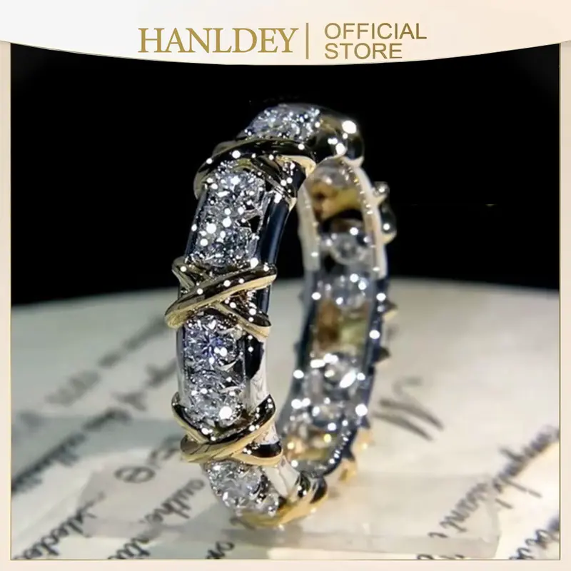 Women's Geometric Criss-Cross Openwork Imitation Diamond Copper Statement Ring - 3mm Non-Tarnish Jewelry, Unique Accessory for Women, Aunt, Best Friend Anniversary Gift