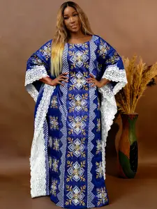 Madashiki Royal Blue Nigerian Bazin Riche Boubou Dress African Traditional Wedding Bride Dresses Brocade Basin Rich Gown Robe