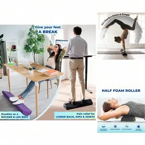 Yes4All 12-Inch Black High Density Half Round Expanded Polypropylene Foam Roller For Pain Relief & Muscle Restoration, Unisex Adult, 30-Day Return & 1-Year Warranty