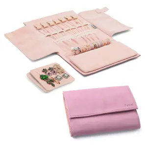 Jewelry Organizer Roll, Trvel Jewel Case For Necklaces, Rings, Bracelets, Lightweight, Portable & Practical Jewelry Storage Pouch