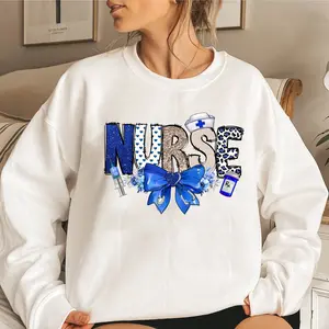 Nurse With Blue Bow Sweatshirt, Cute Nurse Life Shirt, Nurse Appreciation Clothes, Gifts For Healthcare Workers