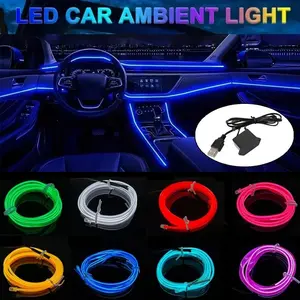 2026 New 1/2/3/4/5M LED Decorative Lamp, Flexible Neon Cable Strip, USB Interior Lighting for Vehicles, Party Mood Diode，ambient lights
