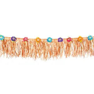 24 Ft. Luau Hibiscus Flowers Plastic Fringe Decoration