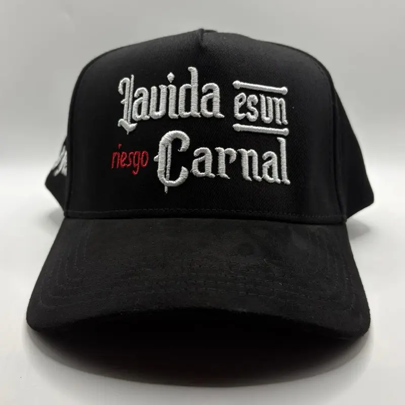 Gorra Snapback La Vida Es  Carnal Vicera de Gamuza Premium Black Adjustable Hat