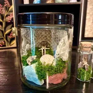 Gothic Curiosity Bottle Display | Fossils, Snake Shed, Crystals & Natural Specimens | Oddity Decor