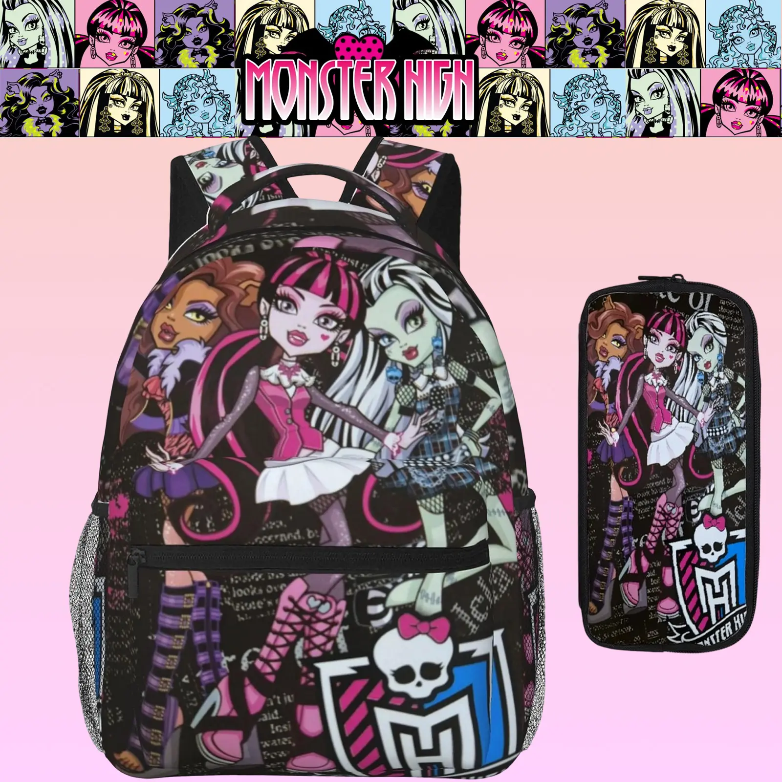 Large Capacity Monster high Travel Backpack Laptop Monster high dolls Backpack Carry On Monster high doll Backpack Cute Cartoon Casual Daypack Business Work Bag for Teens, Colleagues & Holiday Gifts