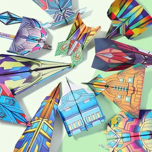 12 Models Paper Airplane Kids Handmade Kindergarten Introductory DIY Baby Concentration Training 3D Three-Dimensional Origami Craft Kits