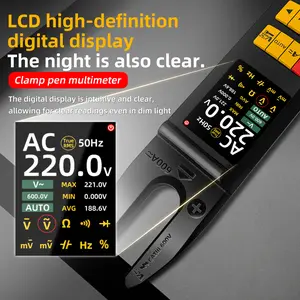 U-Type Clamp Meter 600a Dc Ac Current Tester Voltage Tester True Rms Digital Multimeter 6000 Counts Automatic Range Tft Screen USB Charging Ncv Function