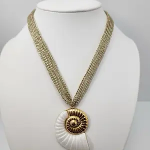 Stainless Steel Chain Necklace with Stainless Steel Seashell  Pendant - 18." Lenght & 20” with extension Classic Design for Everyday Wear