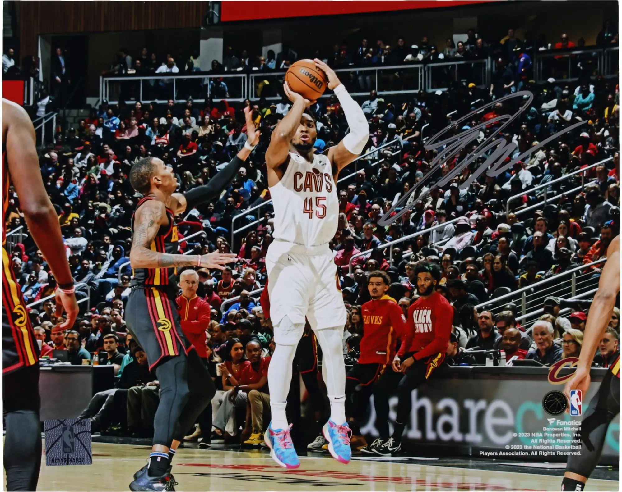 Donovan Mitchell Cleveland Cavaliers Autographed 8" x 10" Shooting in White Photograph - Fanatics Authentic Certified
