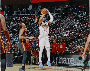 Donovan Mitchell Cleveland Cavaliers Autographed 8" x 10" Shooting in White Photograph - Fanatics Authentic Certified