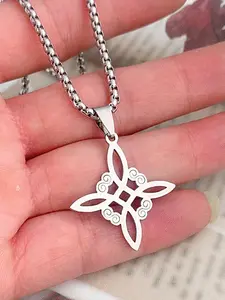 Vintage Stainless Steel Wizard Knot Necklace for Men and Women, Elegant Celtic Knot Design, Durable Stylish Jewelry for Casual Wear