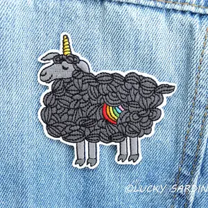 Black Sheep, Unicorn Rainbow Embroidered Patch