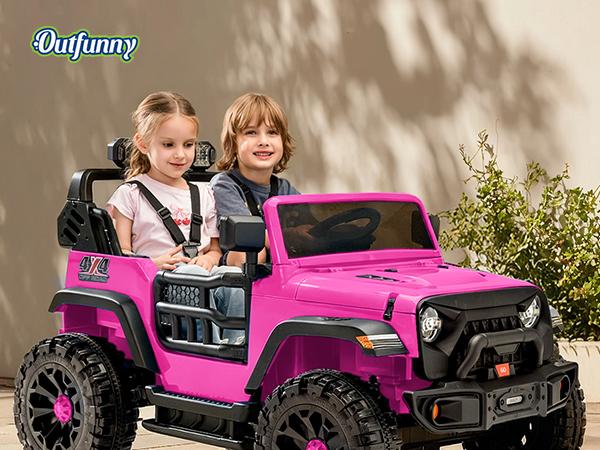 Outfunny 24V 4WD Electric Ride on Car for Kids, 2 Seater Ride on Toy Truck w/Remote, 4x200W Motors, Bluetooth
