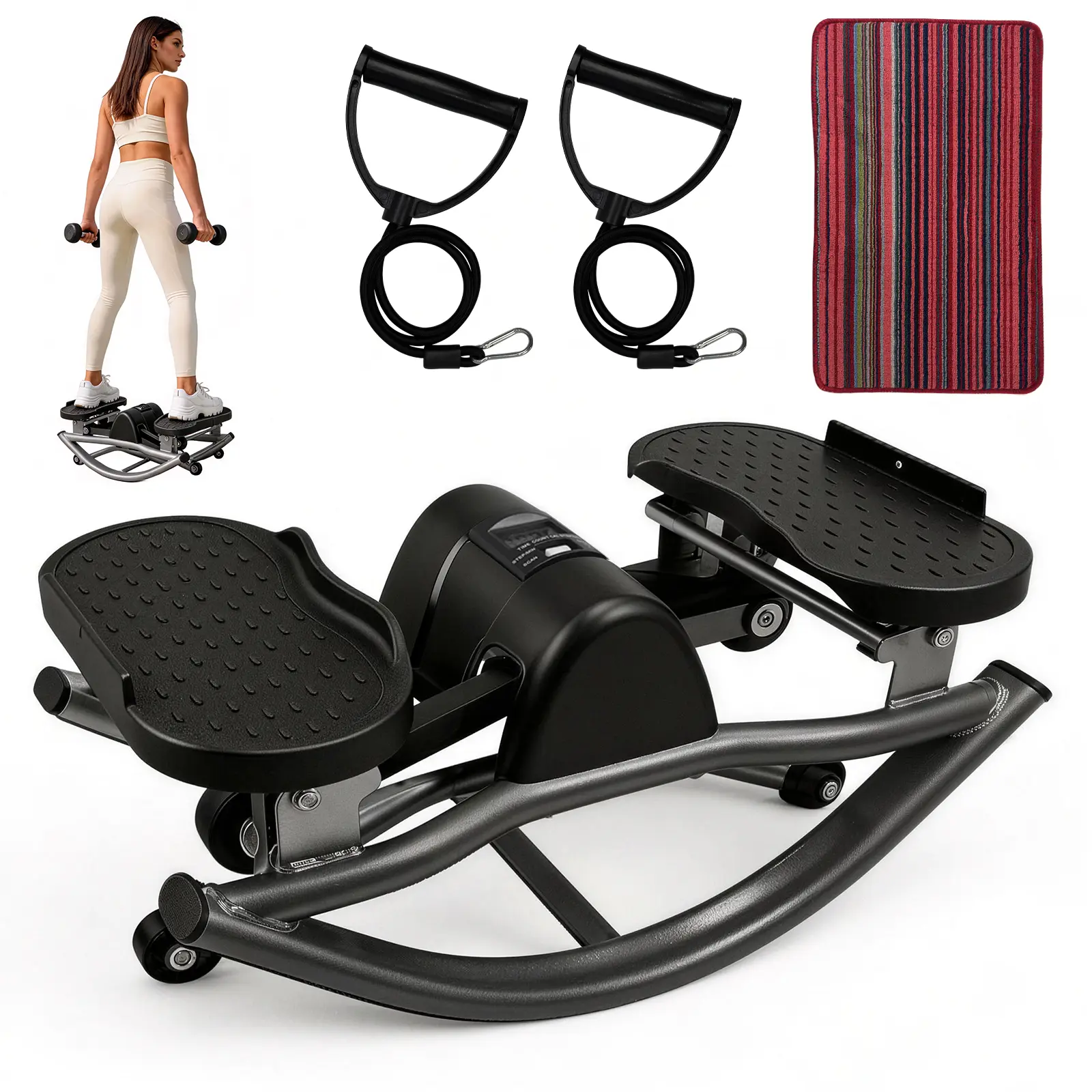 Stepper Ski Machine with 3D Motion Stepper Design Side Sepper Machine for Home Workout - 330 lbs Capacity,No-Assembly Required Cardio Stepper, Indoor Fitness Equipment Summerwins backtoschool