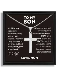 Simple Cross Pendant Necklace with Card and Gift Box, Birthday Gift, Christmas Gift, Anniversary Party Gift, Casual Style