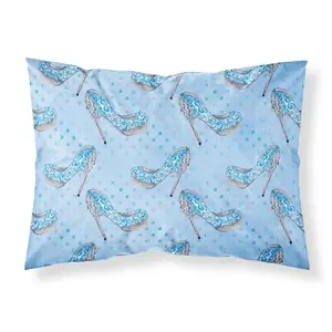 Carolines Treasures  Watercolor Cinderella Shoe in Blue Fabric Standard Pillowcase
