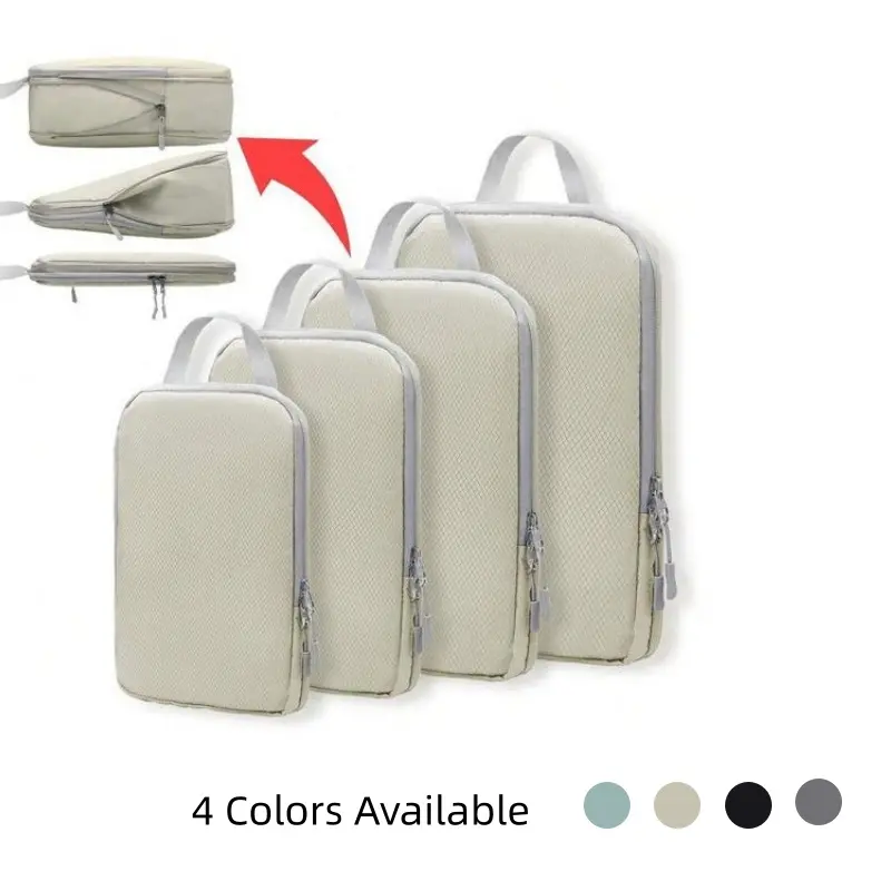 [Back to School]Compression Packing Cubes for  Suitcases, Set of 4 Lightweight Travel Organizer Bags with Shoe Bag, Expandable Space-Saving Luggage Organizers for Clothes,  Travel Organization Pouch, Travel Essentials, Travel Gear-MM1