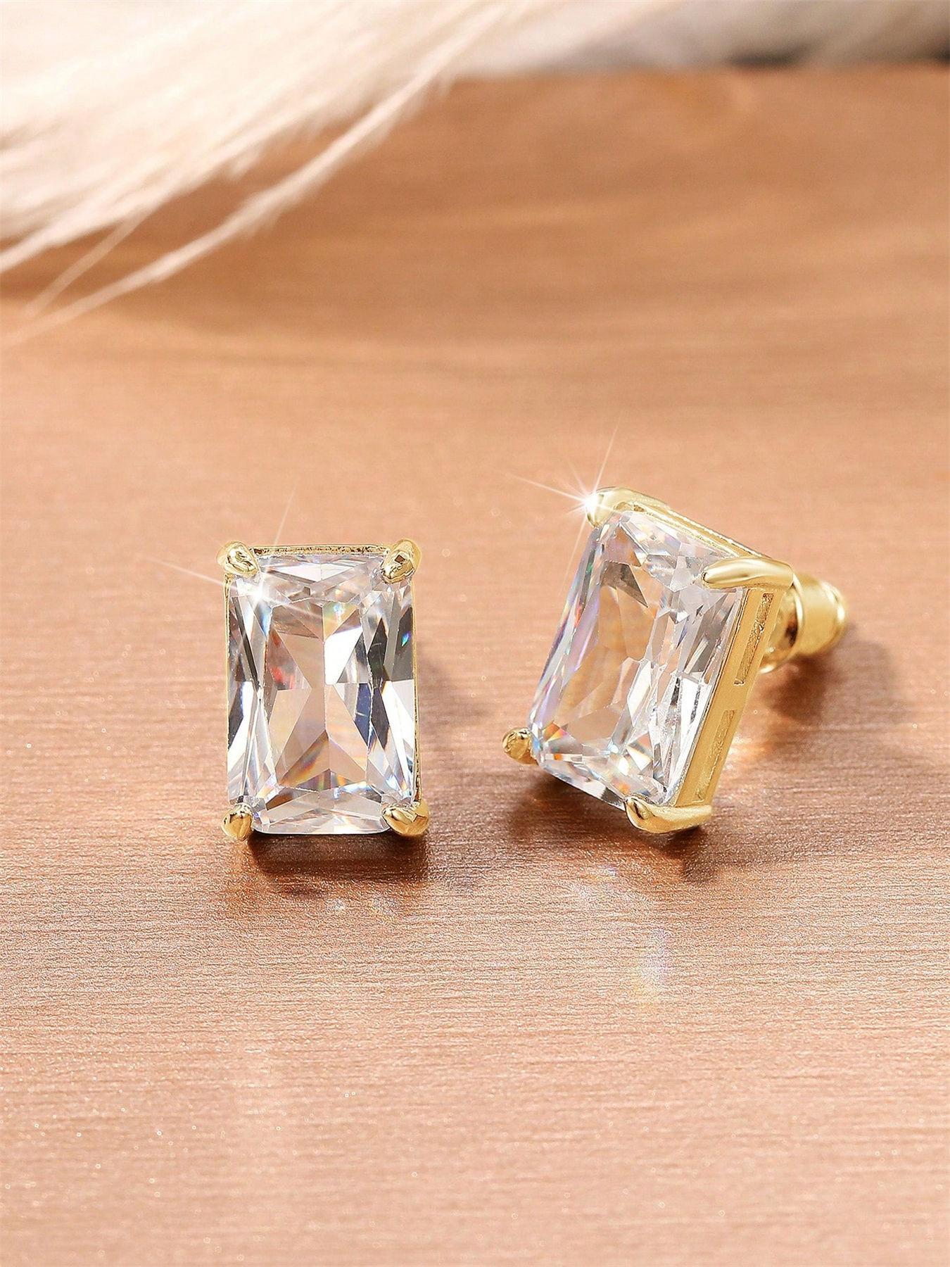1 Pair Romantic Cubic Zirconia Stud Earrings For Women High Quality Earrings For Party Engagement Anniversary Jewelry Valentine's Day Gift
