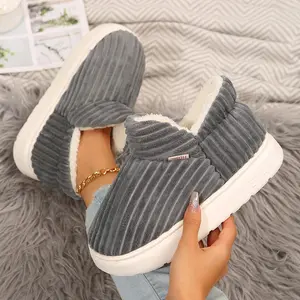 Warm & Soft Women’s Plush-Lined Slip-On Slippers‌ Winter Warm Mini Snow Boots Indoor Outdoor Shoes