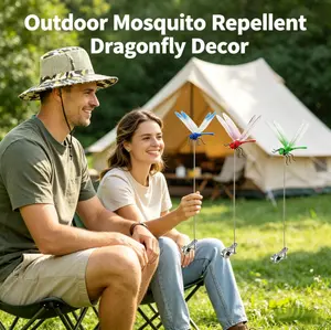 12 pieces of simulated dragonfly insect clip, insect repellent outdoor hat clip, used for insect repellent decoration 3D simulated dragonfly, multi-color waterproof, easy to install, suitable for indoor and outdoor