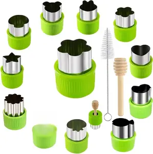 14 Pcs Fruit Vegetable Cookie Cutters Shapes Sets Stainless Steel Food Mini Pie Cookie Stamps Mold for Kids Baking,Bento Box and Decorating Tools