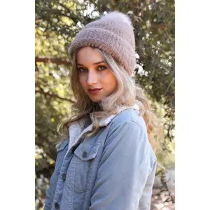 Soft Mohair Pom Beanie