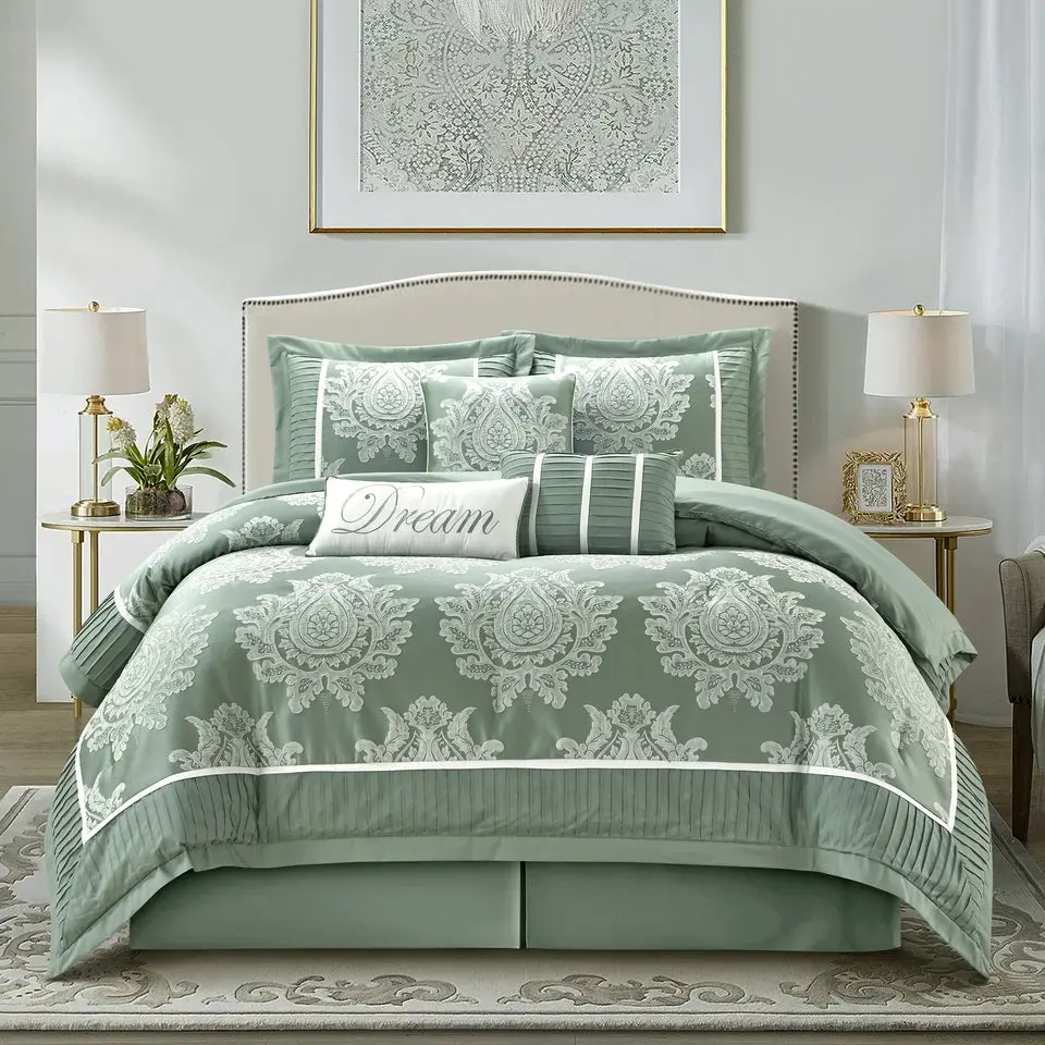 Therese 7/15 Piece Damask Jacquard Comforter Set