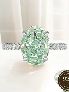 Women's S925 Silver Ring, Ice Flower Cut Design, Unique Birthday Gift, High Refraction Jewelry, Daily Wear Accessory