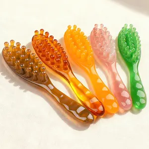 1pc Coarse Tooth Massage Comb, Resin Material, Long Handle Design, Wide Teeth, Head Face Body Scratching Tool, Unisex, Shampoo Scrubber, Body Care Tool