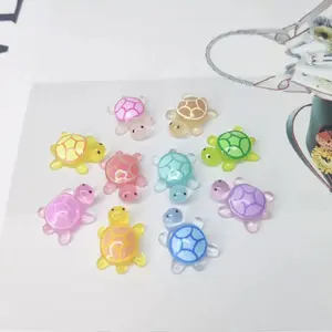 20pcs Random Color 2.6cm Glowing Turtle Mini Sea Turtle Decorations, DIY Handmade Micro Landscape Desktop Car Hanging Ornaments
