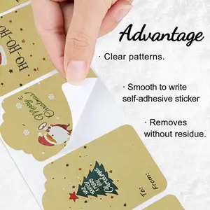 300 Pieces Personalized Kraft Paper Christmas Gift Tags - Handwritten Name, DIY Label Stickers with Adorable Tree & Elk Designs - Perfect for Navidad Decorations, Party Favors, Hanging Decor, Scene Decor, and Unique Gift Ideas