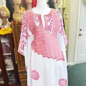 Senegambian Oyofaal African Outfit Ready Made Pink Elegant Design Luxurious Fabric